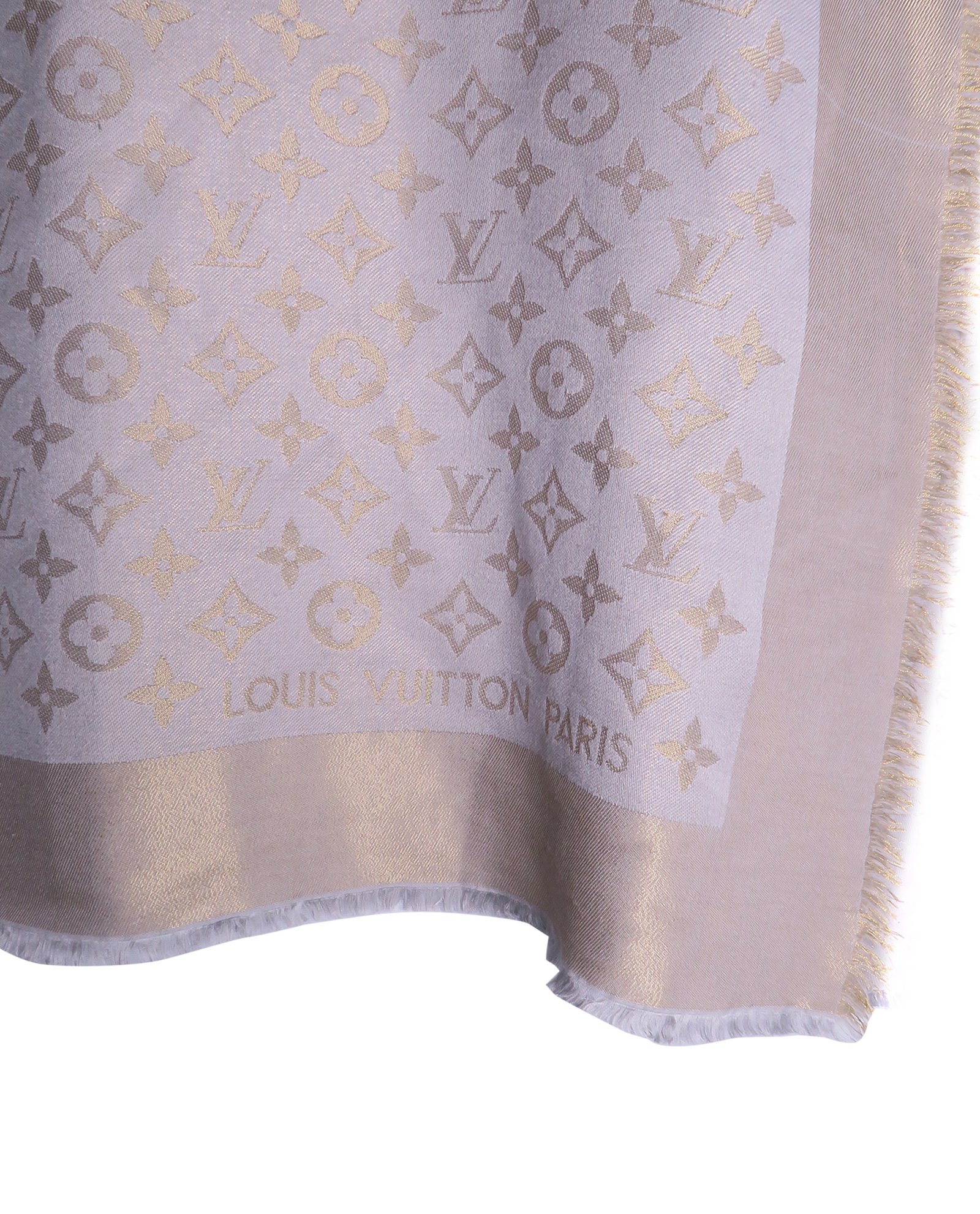 Louis Vuitton - Authenticated Châle Monogram Shine Scarf - Silk Gold for Women, Very Good Condition