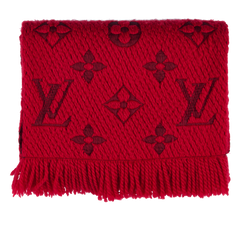 Louis Vuitton Logomania Scarf, Wool/Silk, Red, B, 2*