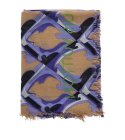 Louis Vuitton Abstract Print Scarf, Cashmere/Silk, Purple/Brown, 3*