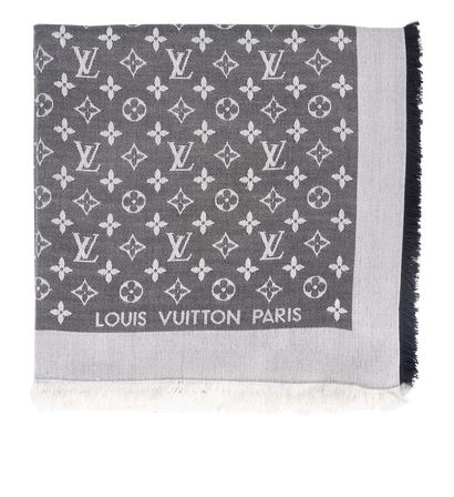 Louis Vuitton Monogram Shawl, &pound;260, Accessories, Black/Grey, Silk/Wool, Front view