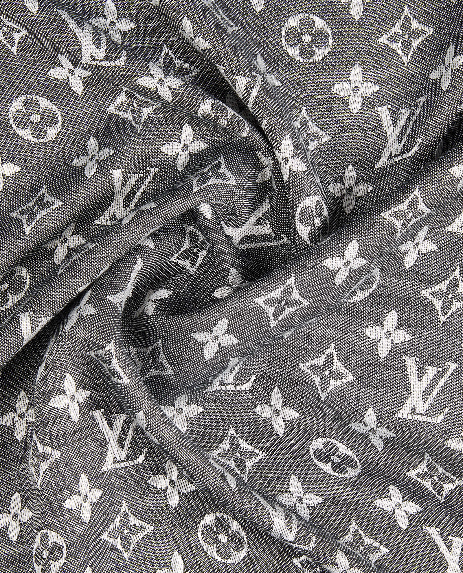 Louis Vuitton Monogram Shawl, &pound;260, Accessories, Black/Grey, Silk/Wool, Other view