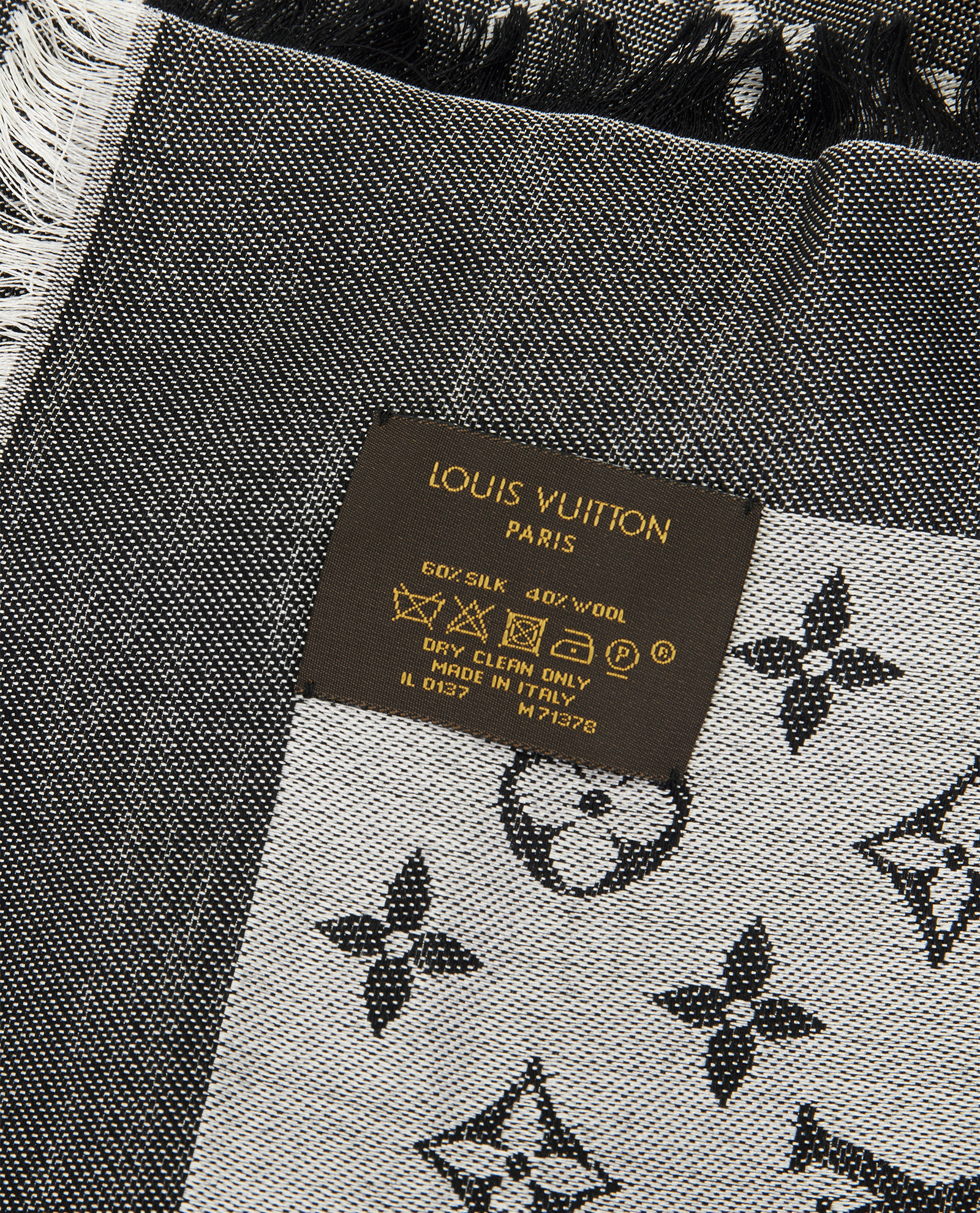 Louis Vuitton Monogram Shawl, &pound;260, Accessories, Black/Grey, Silk/Wool, Other view