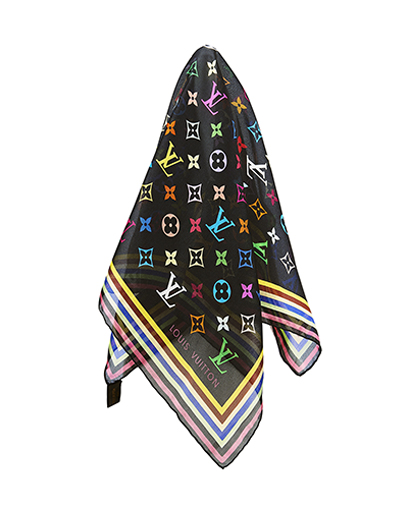 Louis Vuitton Black Multi Mono Scarf, front view
