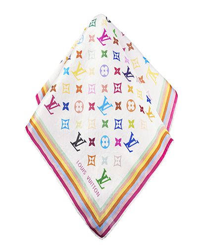 Louis Vuitton White Multi Mono Scarf, front view