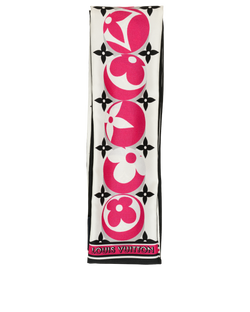 Louis Vuitton Marbles Bandeau Scarf, Silk, Pink/Blk/White, MII, B, 3*