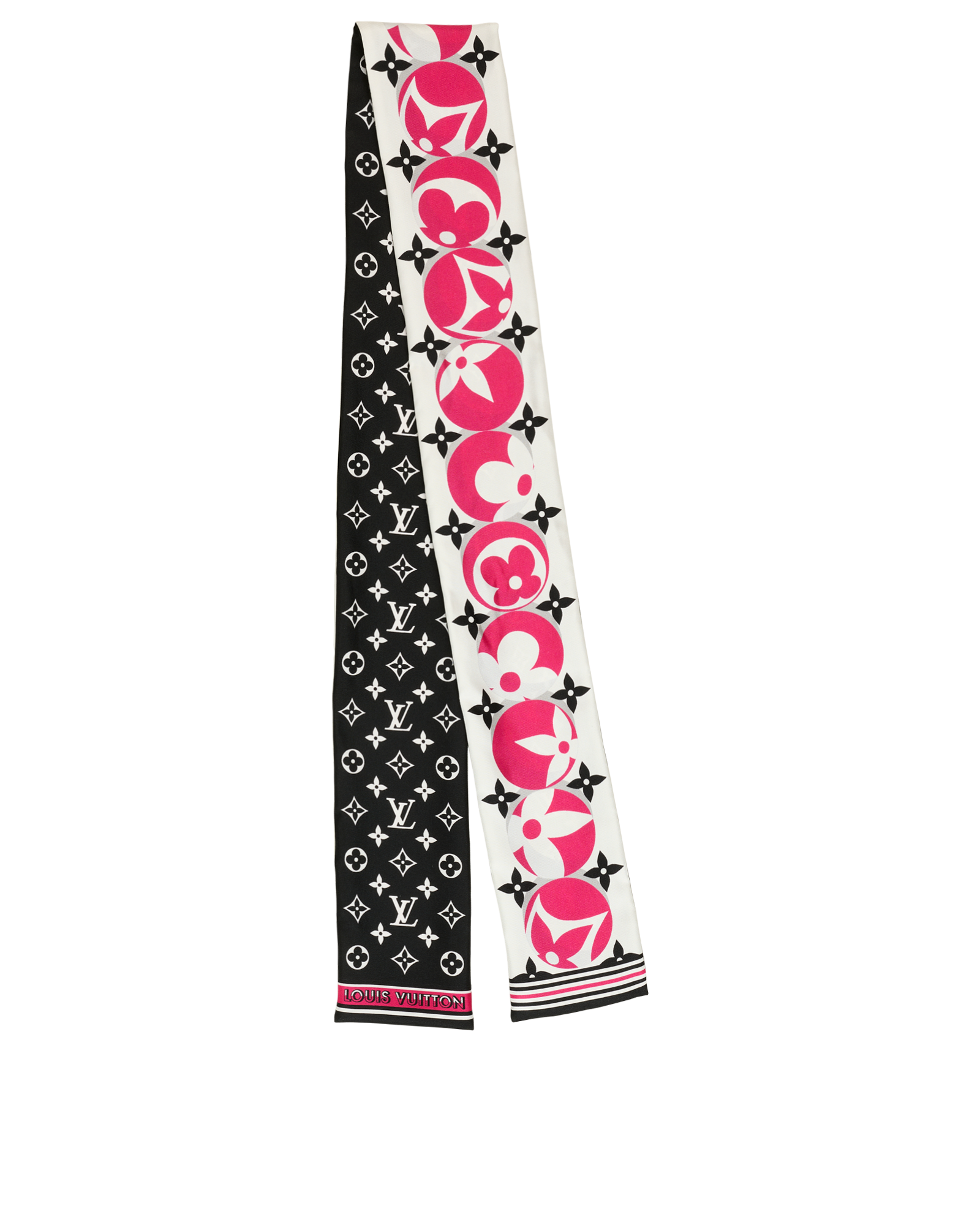 Louis Vuitton Marbles Bandeau Scarf, &pound;150, Accessories, Black/Pink/White, Silk, Back view