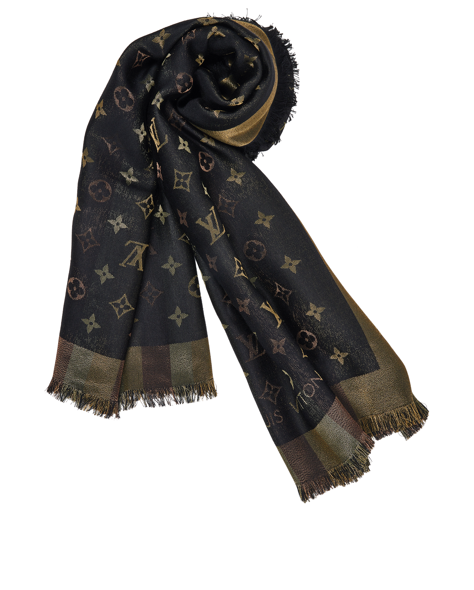Louis Vuitton Monogram Shine Shawl, &pound;280, Accessories, Black, Silk, Other view