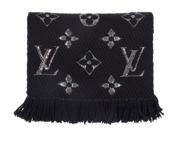 Louis Vuitton Rectangle Scarf, Wool, Black/Metallic, M75833, 3*