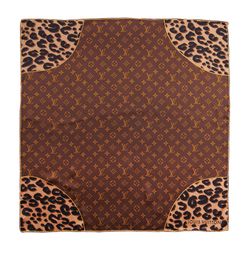 Louis Vuitton Silk Animal Print Scarf in Brown