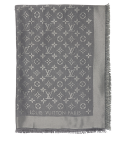 Louis Vuitton Monogram Shine Shawl, Silk/Wool, Silver, 2*