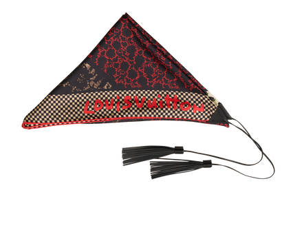 Louis Vuitton Tassel Scarf, &pound;195, Accessories, Black/Red, Silk, Front view