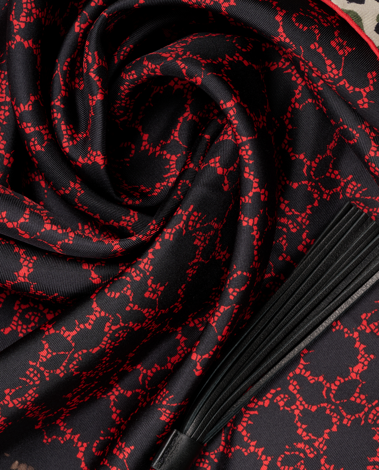 Louis Vuitton Tassel Scarf, &pound;195, Accessories, Black/Red, Silk, Other view