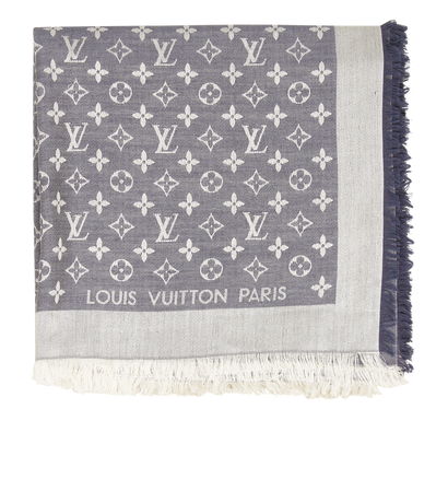 Louis Vuitton Monogram Shine Shawl  Scarf, &pound;250, Accessories, Blue/Silver, Silk/Wool, Front view