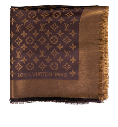 Louis Vuitton Monogram Shawl, &pound;375, Accessories, Brown/Gold, Silk, Front view
