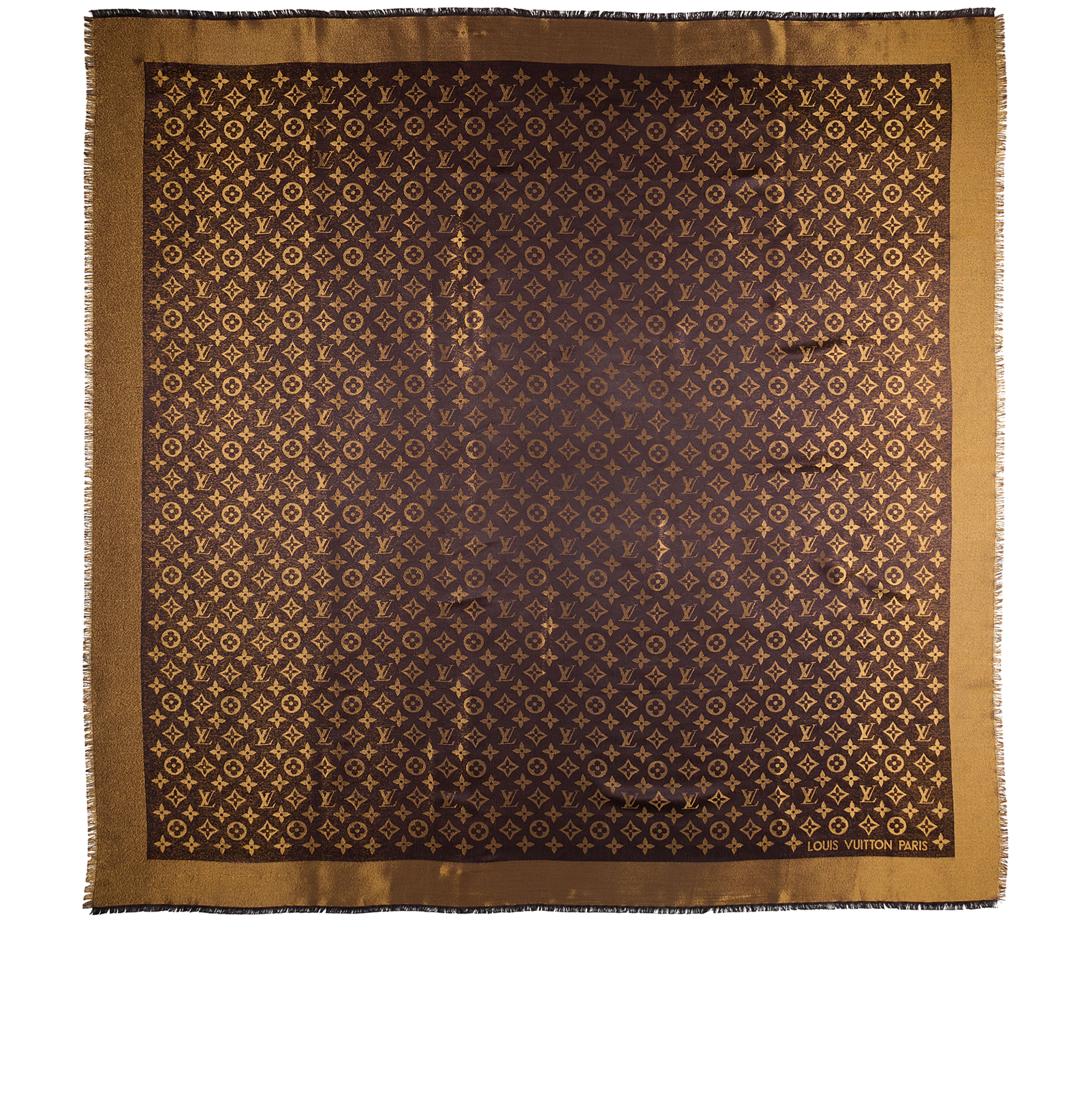 Louis Vuitton Monogram Shawl, &pound;375, Accessories, Brown/Gold, Silk, Back view