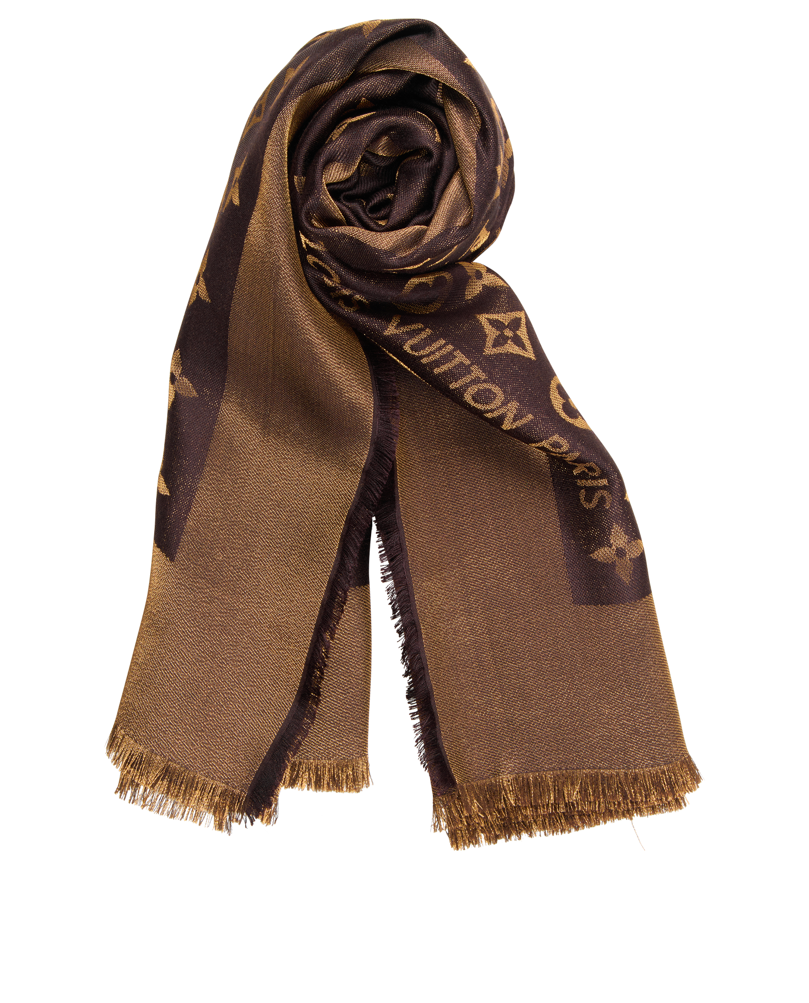 Louis Vuitton Monogram Shawl, &pound;375, Accessories, Brown/Gold, Silk, Other view