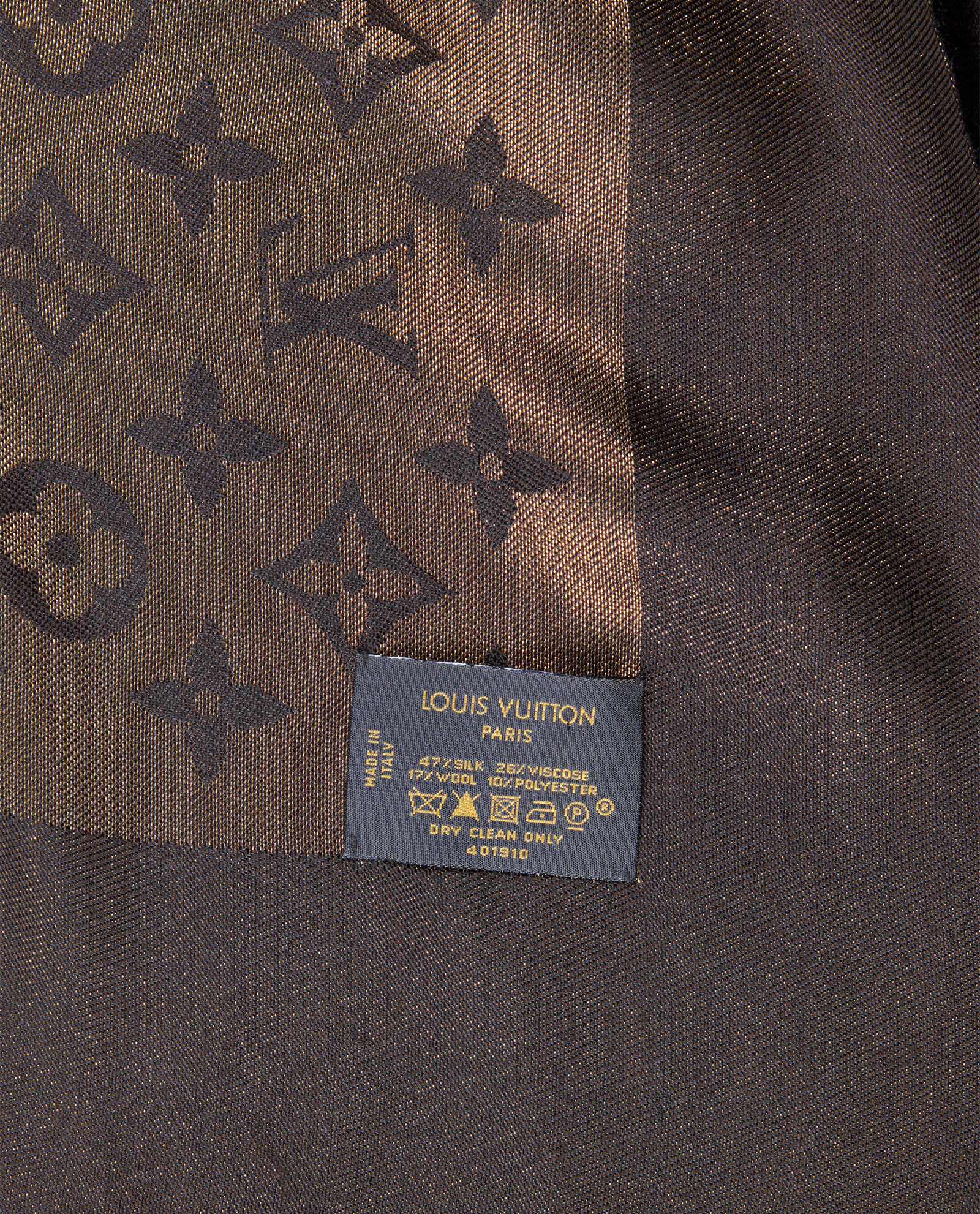 Louis Vuitton Monogram Shawl, &pound;375, Accessories, Brown/Gold, Silk, Other view