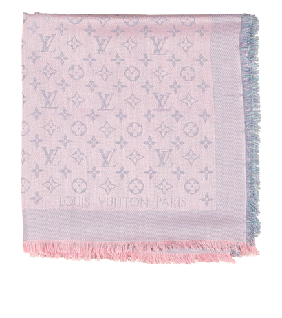 Louis Vuitton Monogram Shawl, &pound;295, Accessories, Blue/Pink, Silk/Wool, Front view