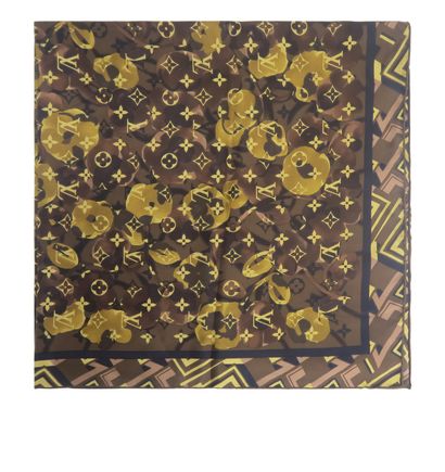 Louis Vuitton Monogram Floral Scarf, £250, Accessories, Brown, Silk/Wool, Front view