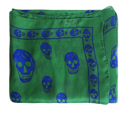 Alexander McQueen Skull scarf, £95, Accessories, Blue/Green, Silk, Front view