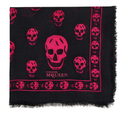 Alexander McQueen Skull Print Scarf, &pound;90, Accessories, Black/Pink, Cashmere/Modal, Front view