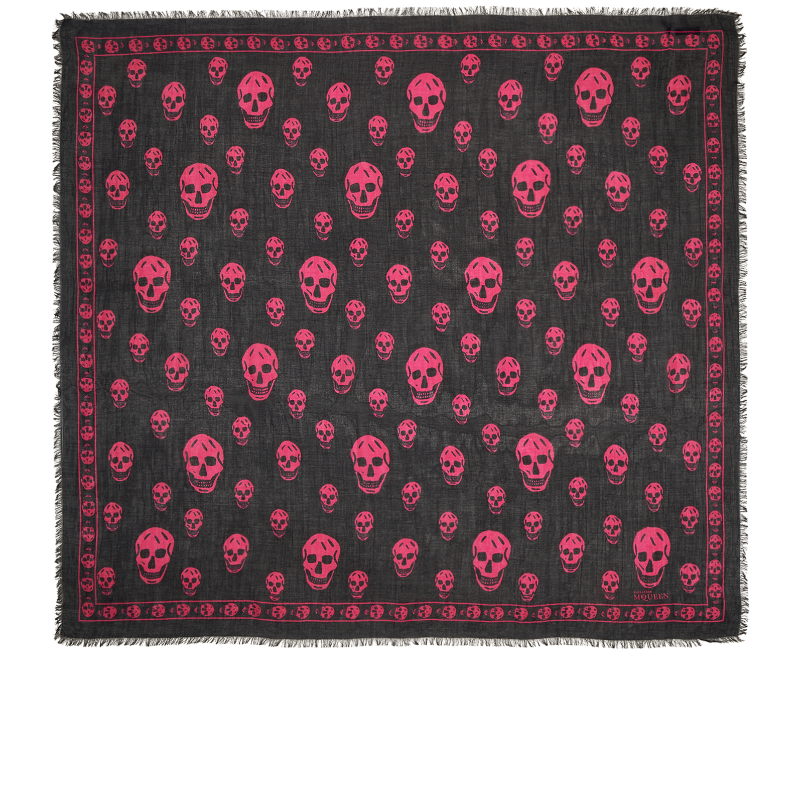 Alexander McQueen Skull Print Scarf, &pound;90, Accessories, Black/Pink, Cashmere/Modal, Back view