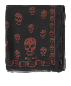 Alexander McQueen Skull Print Scarf, Silk, Brown, 3*