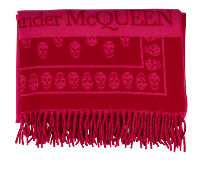Alexander McQueen Skull Scarf, £195, Accessories, Pink/Red, Wool, Front view