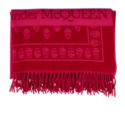 Alexander McQueen Skull Scarf, Wool, Pink/Red, MII, 3*