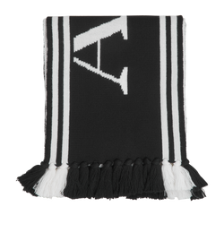 Alexander McQueen Logo Scarf, Wool, Black/White, MII, 3*