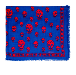 Alexander McQueen Skulls Scarf, Wool/Silk, Blue/Red, 3*