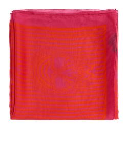 Alexander McQueen Stripes & Skulls Scarf, Silk, Orange/Pink, 2*