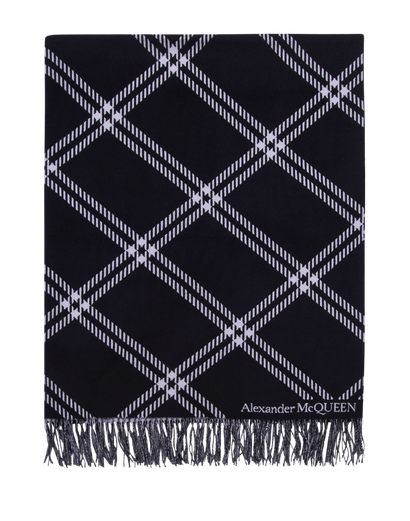 Alexander McQueen Fringed Check Blanket, front view
