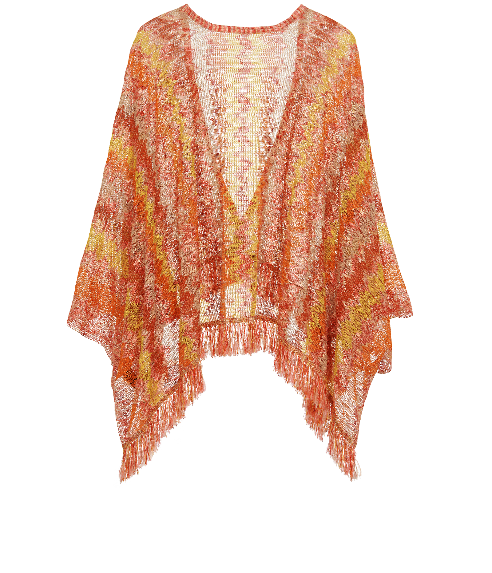 Missoni Zig Zag Cover-Up Shawl, &pound;220, Accessories, Orange/Pink/Yellow, Viscose, Back view