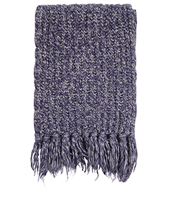 Miu Miu Fringed Chunky Knit Scarf, Wool, Purple/Grey, 2*