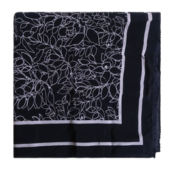Mulberry Floral Scarf, Silk, Navy, 3
