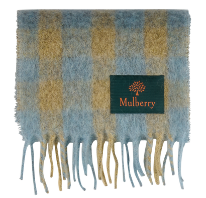 Mulberry Check Fringed Scarf, front view