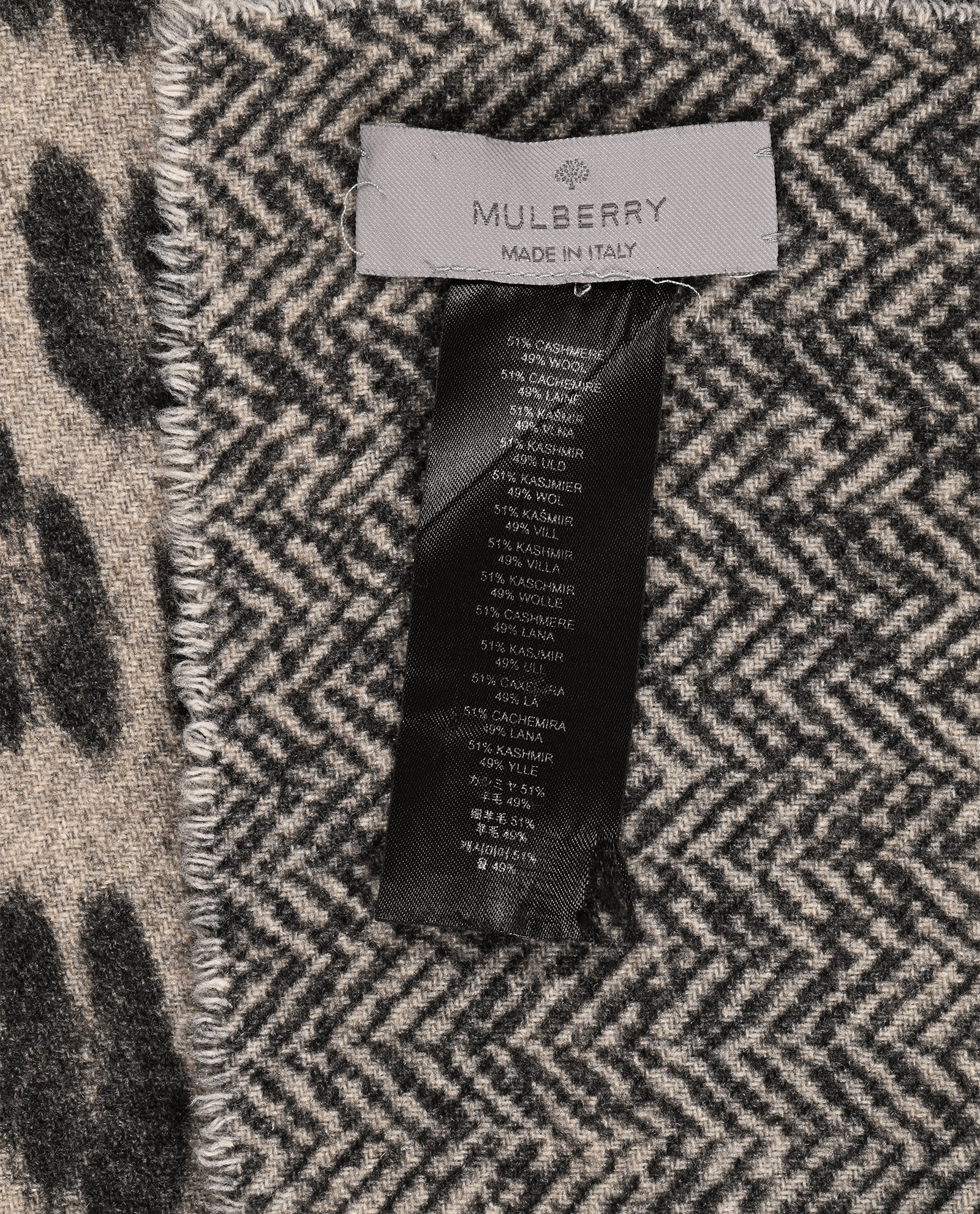 Mulberry Animal Print Scarf, &pound;120, Accessories, Grey, Cashmere/Wool, Other view