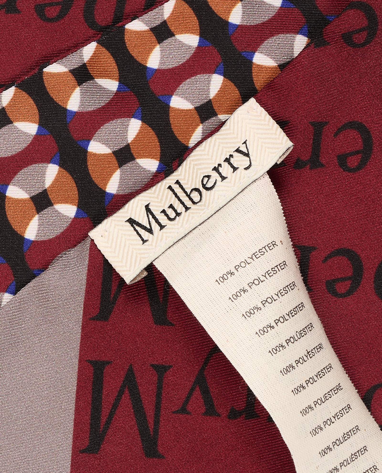 Mulberry Twilly, &pound;50, Accessories, Burgundy, Polyester (Polymer), Other view