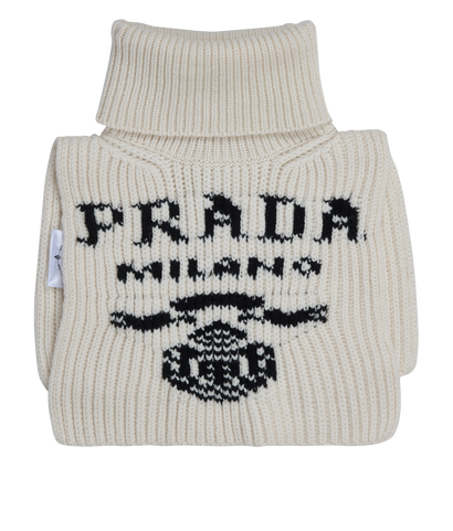 Prada Intarsia Knit Logo Neck Warmer, front view