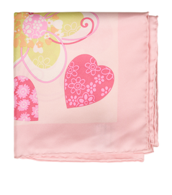 Salvatore Ferragamo Square Heart Scarf, Silk, Pink, MII, 1*