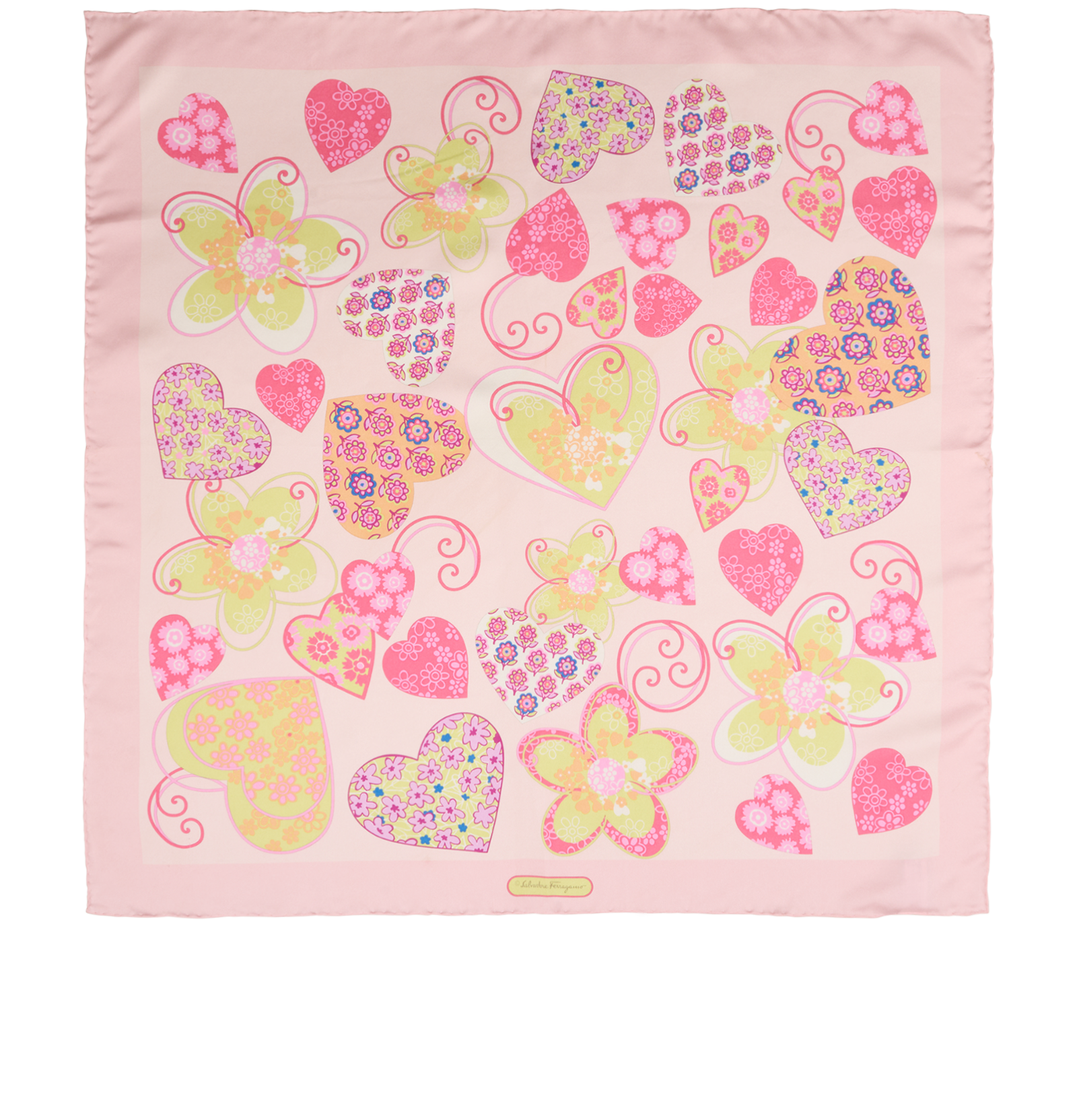 Salvatore Ferragamo Square Heart Scarf, &pound;75, Accessories, Pink, Silk, Back view