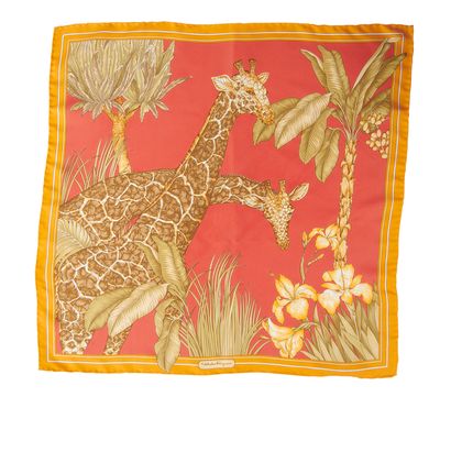 Salvatore Ferragamo Square, &pound;50, Accessories, Orange/Red, Silk, Front view