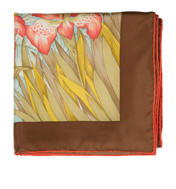 Salvatore Ferragamo Giraffes & Floral Print Scarf, Silk, Brown, 3*