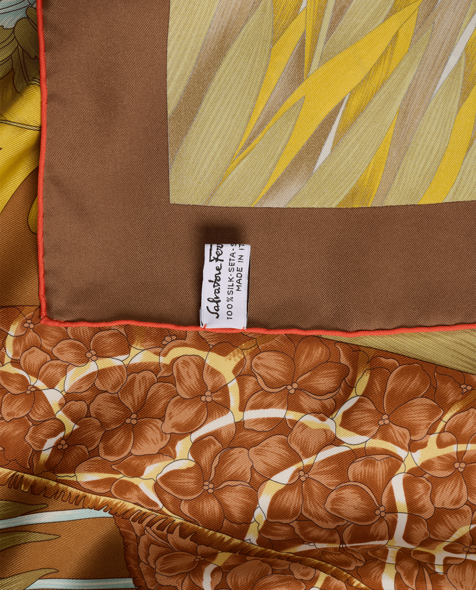 Salvatore Ferragamo Giraffes & Floral Print Scarf, &pound;130, Accessories, Brown, Silk, Other view