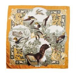 Salvatore Ferragamo Animal Print Scarf, Silk, Yellow/Brown/Beige, 3*
