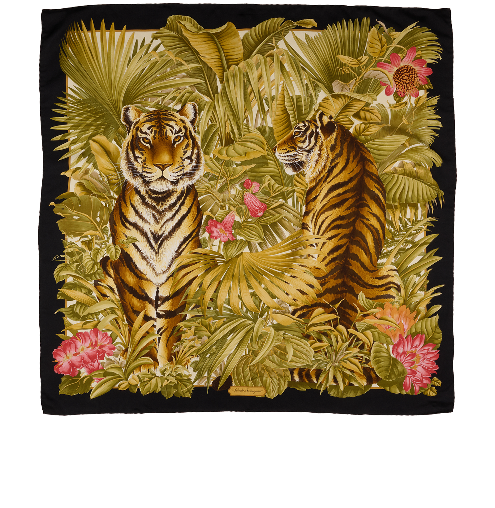 Salvatore Ferragamo Tigers Scarf, &pound;150, Accessories, Black, Silk, Back view