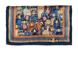 Salvatore Ferragamo Scarf, Silk, Blue/Multi, B, 3*
