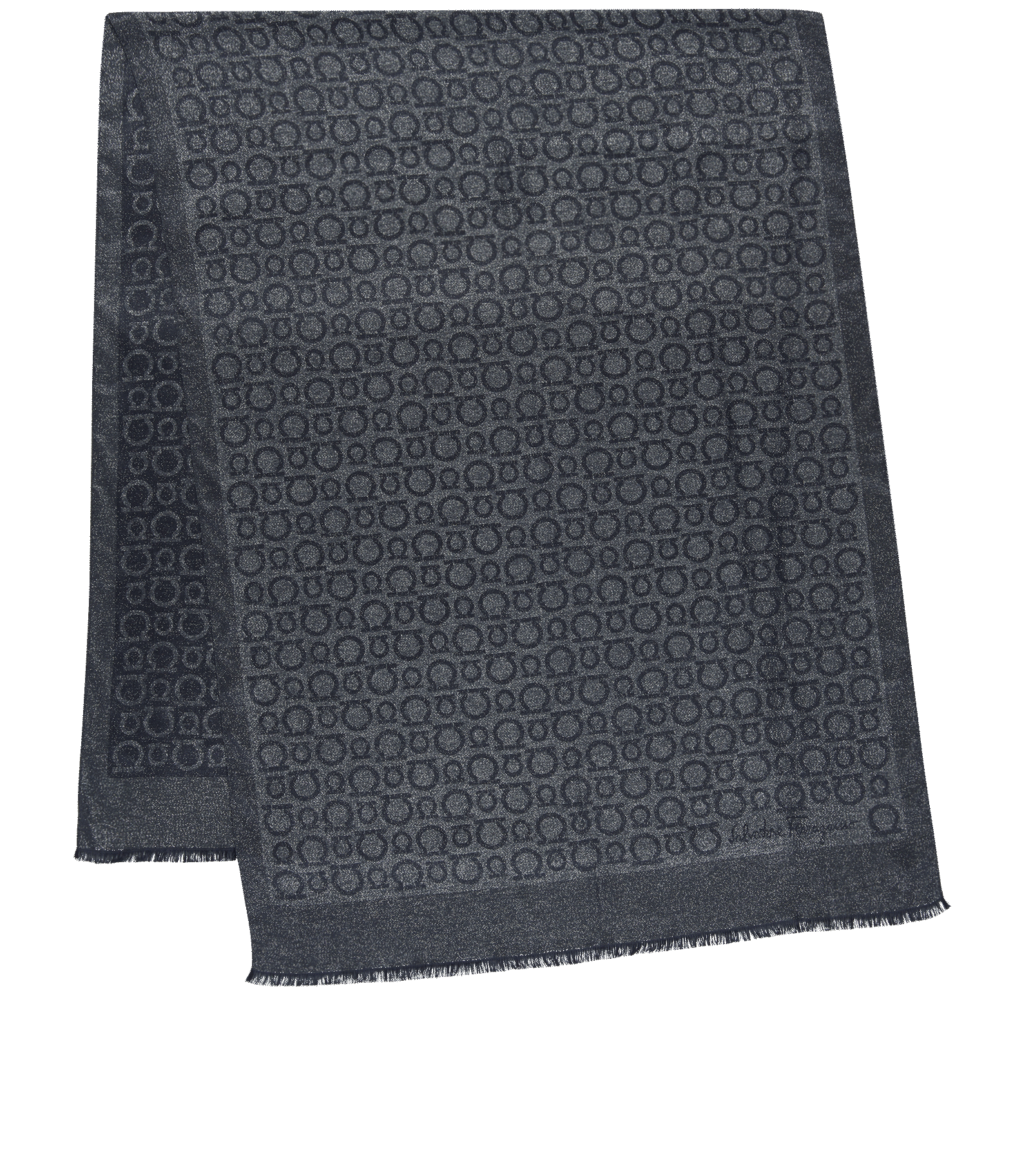 Salvatore Ferragamo Gancini Metallic Scarf, &pound;150, Accessories, Blue/Silver, Silk, Back view