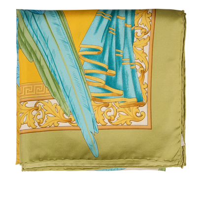 Salvatore Ferragamo Parrot Scarf, &pound;140, Accessories, Blue/Green/Yellow, Silk, Front view